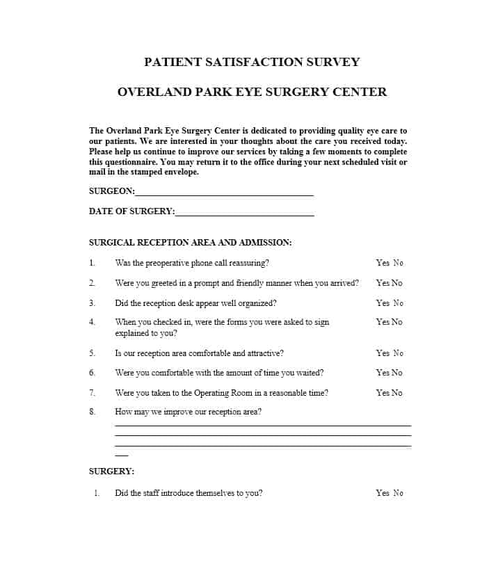 Patient Satisfaction Survey Template 38